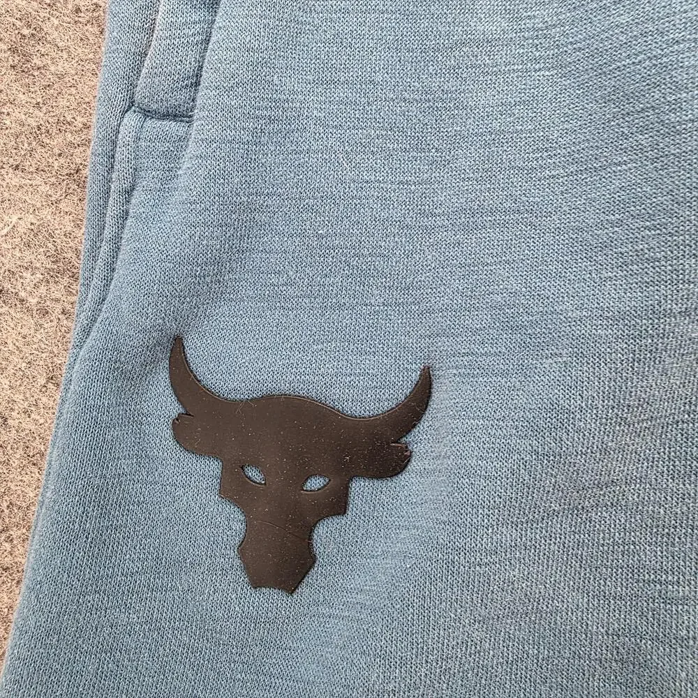 Under Armour Project Rock Sweat Shorts Mens L Blue Athletic 10 Inseam Fleece